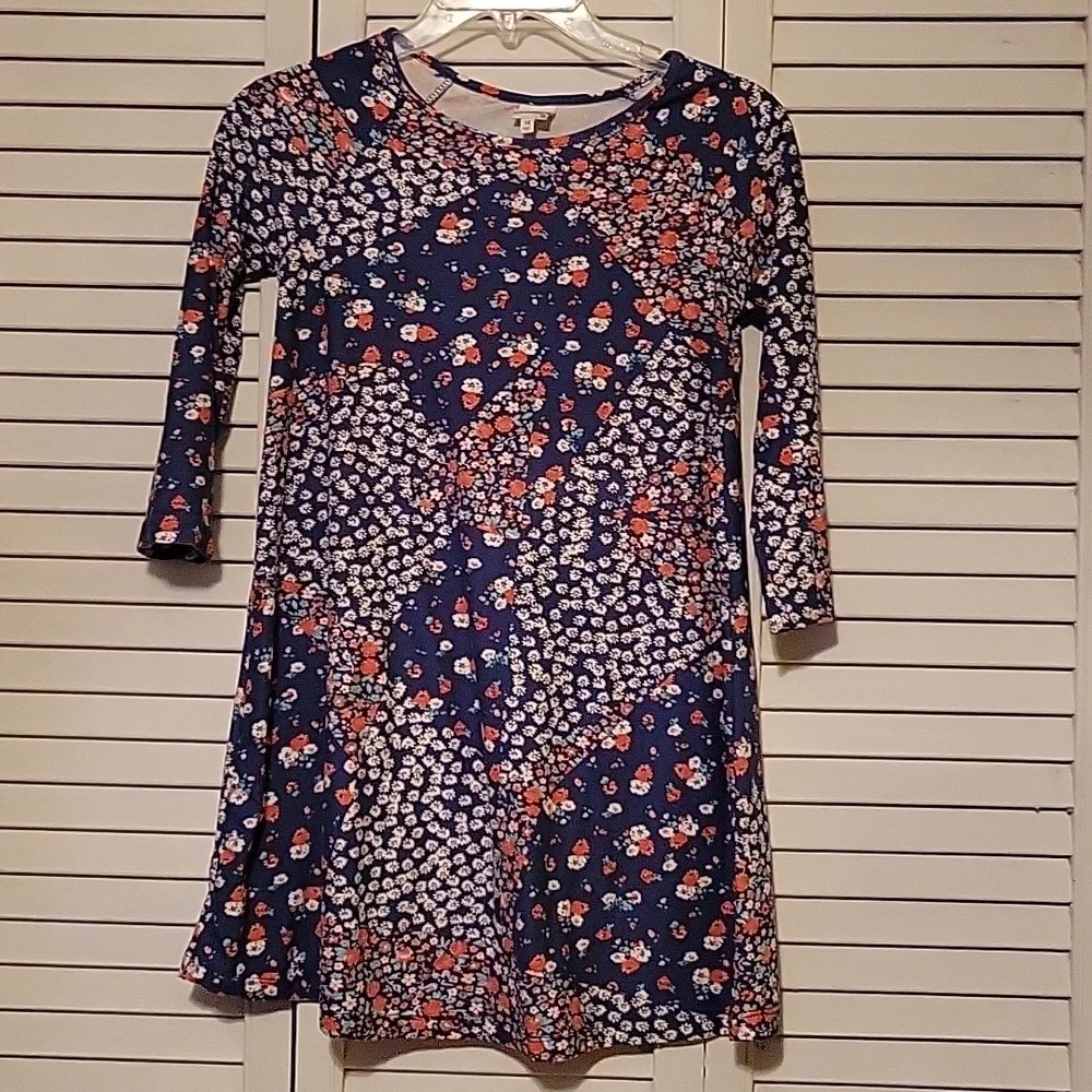 MUDD Girls blue Floral mixed patchwork print boho tunic sz 12 - Picture 1 of 4